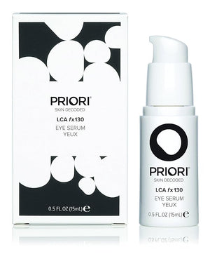 Priori Skincare Eye Serum with AHA Lactic Acid Caffeine Vitamin C E A Firming De-puffing Eye Gel for Dark Circles and Wrinkles Fragrance Free Dermatologist Tested 0.5 fl oz