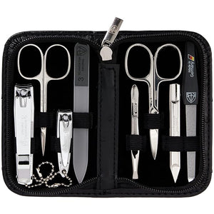 3 Swords Germany - brand quality 8 piece manicure pedicure grooming kit set for professional finger &amp toe nail care scissors clipper fashion leather case in gift box Made in Solingen Germany (220