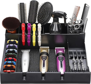 Large Barber Station Organizer for Corded Clippers &amp Guards Barber Clipper Tray Anti-slip Hair Trimmer Holder Multifunctional Detachable Hairdressing Tool Holder Salon Haircut Supplies Storage