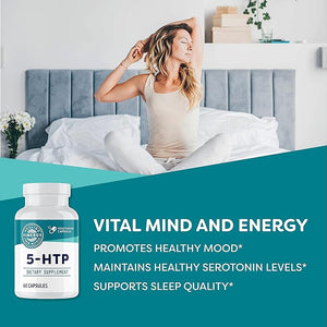 Vimergy 5-HTP Capsules? Clean Formula Supporting a Healthy Mood Better Sleep and May Enhance Serotonin Levels.* Kosher and Vegan. ? (60 ct.)