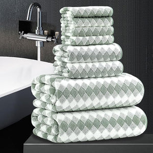8 Piece Bathroom Towel Set Green |2 Oversized Large Bath Towels Sheet2 Hand Towels and 4 Washcloths| 600GSM Ultra Soft Luxury Premium Towel Set Highly Absorbent Quick Dry Hotel Towel Collection