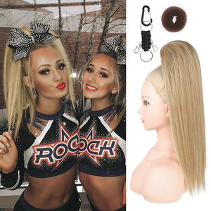 SEIKEA Cheer Ponytail Hair Piece 16 Straight Cheerleader Hairpiece Ponytail Extension for Cheerleader Competition Dance Medium Blonde