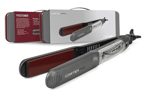 Cortex Professional Vapor Flat Iron - Vapor Mist Thermolon Ceramic Plates - Argan Infusion Steamliner - Professional Hair Straightener - with Argan Refill Bundle - 1.25¡¯¡¯ (Black)