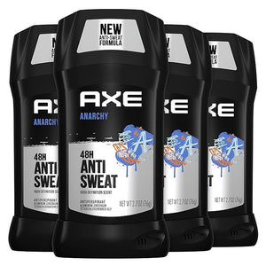 AXE Antiperspirant Stick For Men 48 Hour Sweat and Odor Protection For Long Lasting Freshness Anarchy Dark Pomegranate And Sandalwood Men's Deodorant 2.7oz 4 Count