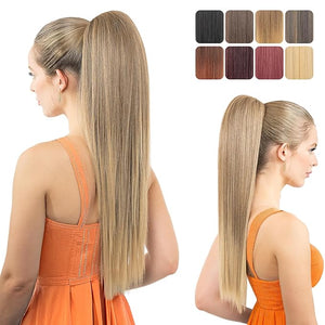 Ponytail Extension, 24" Long Straight Claw Clip Ponytail Extension clip on ponytails hair clip Hair claw clip Fake Ponytail Hairpieces for Women - Pecan Blonde
