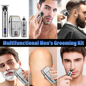 Professional Hair Trimmer Hair Clippers for Men Nose Hair Trimmer Shaver SetCordless T-Blade Beard Trimmer Barber ClippersElectric Razor Foil Shavers for Men Haircut Grooming Kit(Silver)