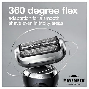 Braun Electric Razor for Men Waterproof Foil Shaver Series 7 7027cs Wet &amp Dry Shave with Beard Trimmer Rechargeable Charging Stand and Travel Case Included Silver Black