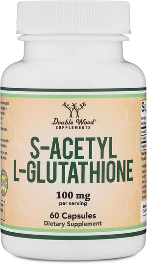 S-Acetyl L-Glutathione Capsules - 100mg 60 Count (Acetylated Glutathione Antioxidant - More Absorbable Than Glutathione and Liposomal Glutathione Non-GMO and Gluten Free) by Double Wood