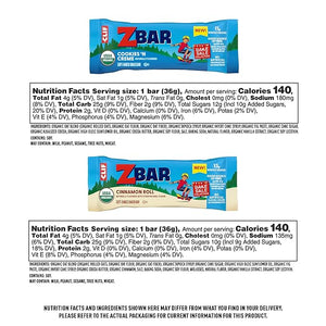 Zbar - Bake Sale Collection - Cookies 'N Creme and Cinnamon Roll Flavor - Soft Baked Snack Bars Variety Pack - Non-GMO - Whole Grains - USDA Organic Granola Bars (24 Pack)