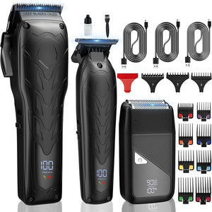 Karrte Professional Hair Clippers and Trimmer Set 3 in 1 Hair Clippers for Men Pro Clipper T-Shaper Trimmer &amp Foil Shaver Cordless Clippers and Grooming Set Hair Cutting Kit for Gift