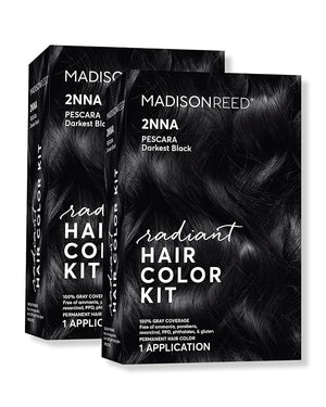 Madison Reed Radiant Hair Color Kit | 2NNA Darkest Cool Black with Ash Undertones (Pescara Black) for 100% Gray Hair Coverage | Dimensional Permanent Hair Dye | PPD-Free &amp Ammonia-Free | 2 Pack