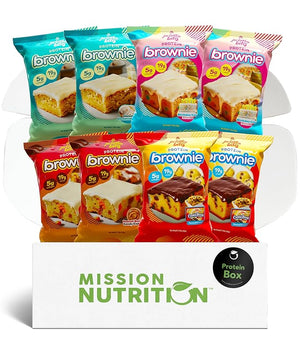 Prime Bites Protein Brownies Variety Pack Blondies - High Protein (19g) Collagen &amp Whey Protein Low Sugar - 8 Count Snack &amp Gift Box