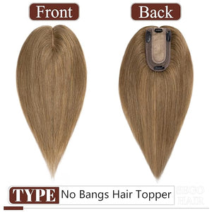 SEGO Real Human Hair Topper for Women No Bangs Hair Topper with Anti-Slip Clips (18 Inches Light Brown)