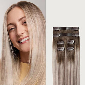 Luxy 100% Remy Human Hair Extensions for Thin Hair Thinning Hair Fill-Ins? 6 Seamless Wefts Multi-Dimensional Color Blend- Natural-Looking Volume &amp Coverage 50 grams 12