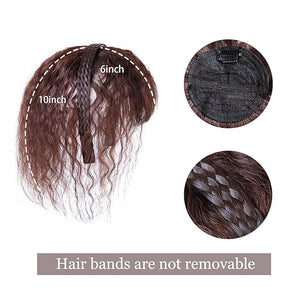 viviaBella Women 10 Twist Braid Headband Straight Hairpieces Human Hair Clip In Topper Hair Extensions With Bangs Natural Black (Curly Reddish Dark Brown)