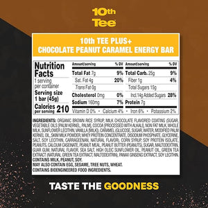 10th Tee Plus+ Chocolate Peanut Caramel Bar made with Natural Ingredients 1.76-Ounce Bars (12 count) Golf Energy Bar Easily Digestible Chocolate Healthy office Snack best Bars