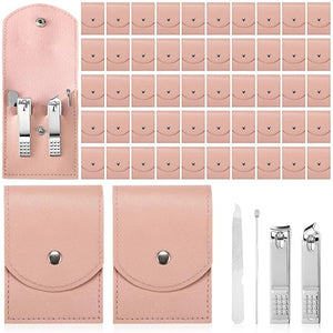 Geosar 50 Set Travel Manicure Kit Bulk Professional Nail Clippers Pedicure Nail Care Tools Grooming Stainless Steel Set with Portable Travel Case, Gift for Christmas Men Women(Pink)