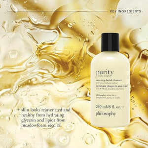 philosophy purity made simple one-step facial cleanser- with meadowfoam seed oil gently cleanses &amp melts away dirt oil &amp stubborn makeup paraben-free face wash