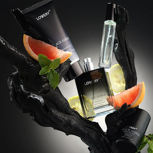 LOVERY Dads Gifts - Black Amber Mens Perfume 4 in 1 Deodorant &amp Cologne Gift Set - 4pc Mens Cologne Set - Parfum Antiperspirant Deodorant Stick Aftershave Gel Masculine Birthday Perfumes for Me