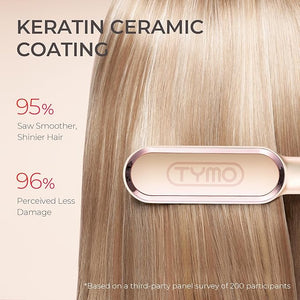 TYMO Ring Hair Straightener Brush ? Hair Straightening Iron with Built-in Comb 20s Fast Heating &amp 5 Temp Settings &amp Anti-Scald Perfect for Professional Salon at Home Peach