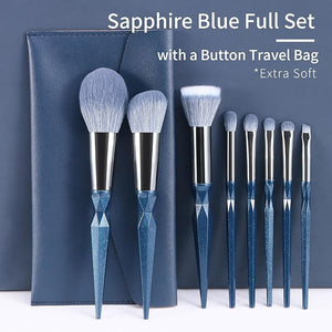 Sapphire Blue Makeup Brush Set Professional, Vegan Makeup Brushes Set, Makeup Brush Set with Case, Glitter Cosmetic Brushes Makeup Set, Make up Brushes Vegan, Make up Brushes Set Professional
