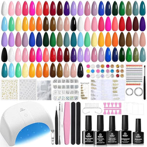 Beetles Gel Nail Polish Kit with U V Light - 53 Pcs Emotional Spectrum Pro 32 Colors Gel Nail Kit with Base &amp;Matte &amp;Glossy Top Coat and Tools Decoration Manicure Set Soak Off Gifts for Women G