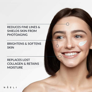 NAELI Face Moisturizer with SPF 30 Anti Aging Collagen &amp Peptide Cream Reduces Wrinkles - Lightweight Skin Hydration with Hyaluronic Acid Paraben Free &amp Non-Comedogenic Sunscreen 3.4 oz