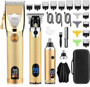 Professional Hair Clippers Hair Trimmer for MenBeard Trimmer Nose Hair Trimmer SetCordless Electric shavers Razor for MenBarber Clippers T-Blade Trimmer Haircutting Grooming Kit