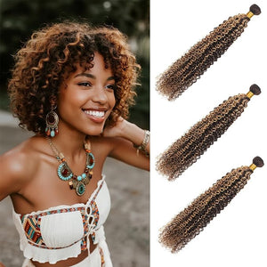 Highlight Curly Human Hair Bundles 20 22 24 Inch Brazilian Remy Virgin 10A Curly 3 Bundles Human Hair Hair Extensions Bundles P4/30 Highlight
