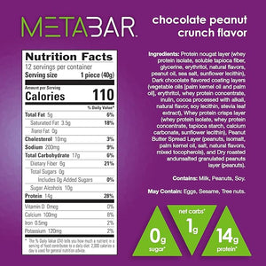 *NEW* No Sugar META BAR - High Protein Energy Bars, 0g Sugar, 14g Protein, Low Net Carb, Chocolate Caramel &amp; Peanut - Grab &amp; Go Protein Snack Bars with Six Layers of Decedent Delight - Gluten