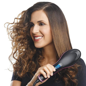 Simply Straight Ceramic Hair Straightening Brush Black/Pink