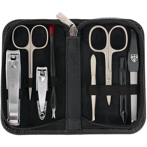 3 Swords Germany ? brand quality 8 piece manicure pedicure grooming kit set for professional nail care with genuine leather case black - Made in Germany
