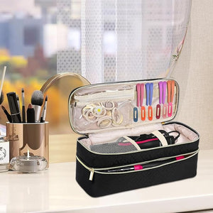 Large Capacity Double Layer Travel Storage Bag for Hair Dryers Styling Tool with Multiple Compartments Padded Protect Multiple Compartment Hair Dryer Travel Bag for Women