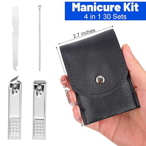 30 Set Travel Manicure Kit Nail Clippers Pedicure Professional Nail Care Tools Stainless Steel Grooming Set with Portable Travel Case Gifts for Mother Father(Black)