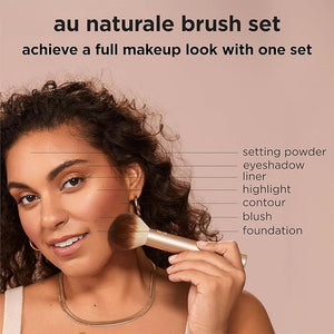 Real Techniques 9 Piece Au Naturale Makeup Brush Set, For Liquid, Cream, &amp; Powder Eyeshadow, Foundation, Blush, Bronzer &amp; Contour, Travel Friendly Brushes, Gift Set, Cruelty-Free Bristles