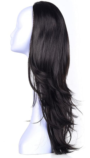 OneDor 22 Semi Curly Hair Women Ladies 3/4 Half Wig Premium Japanese Synthetic fibers Wigs with Secured Mesh Head Cap (R2)