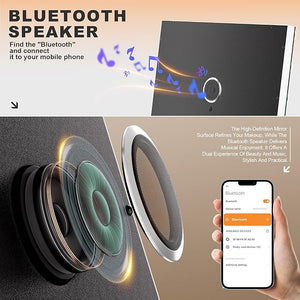 MINISO Vanity Mirror with Lights and Bluetooth Speaker- 10.6 x 13.8 Hollywood Makeup Mirror with 3 Color Lights Smart Touch Control