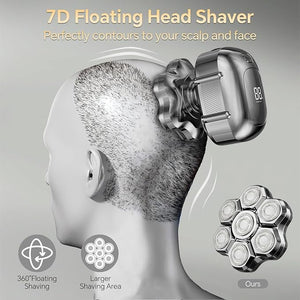 RUIM Head Shavers for Bald Men 7D Magnetic Rotary Electric Razor IPX7 Waterproof for Wet &amp Dry Use with LED Display USB-C Charging &amp 5-in-1 Grooming Kit