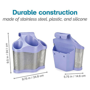 Polder Style Station Hair Tool Organizer for Hair Dryer Curling Iron Hair Straightener Easy-to-Store Hair Styling Station Periwinkle and Silver