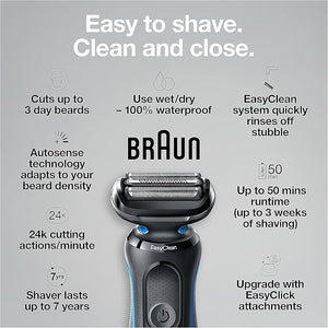 Braun Series 5 5020 Electric Razor for Men Foil Shaver with Beard Trimmer Rechargeable Wet &amp Dry with EasyClean Black 5 Piece Set