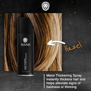 Mane Hair Thickening Spray &amp Root Touch Up Instantly Thicker Hair for Men &amp Women Fill in Hairlines and Hide Thinning and Fine Patches - Hazel 12 Colors (6.76 oz)