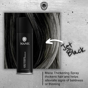 MANE Hair Thickening Spray &amp Root Touch Up Instantly Thicker Hair for Men &amp Women Fill in Hairlines and Hide Thinning and Fine Patches - Jet Black 12 Colors (6.76 oz)