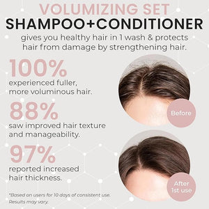 Volumizing Shampoo and Conditioner Set for Fine Hair | Hydrating Nourishing Boosts Volume Texture and Shine | Ideal for Thinning and Limp Hair | 10.14 fl.oz (Pair of 2)