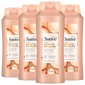Suave Professionals Smoothing Conditioner For Dry Hair Keratin Infusion Hair Conditioner with 48-hour Frizz Control 28 oz Pack of 4