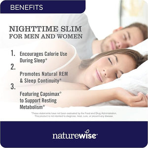 Naturewise Nighttime Fitness Support Supplement &amp Natural Sleep Aid with Cayenne Extract Green Coffee Bean GABA L-Theanine - Vegetarian Non-GMO - 60 Capsules[1-Month Supply]