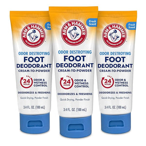 Arm &amp Hammer Cream to Powder Foot Deodorant 24 Hour Protection Odor &amp Wetness Protection Effective and Long Lasting Antiperspirant Apply as Cream Dries to Powder (3 Pack)
