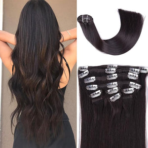 Clip in Hair Extensions Real Human Hair for White Women Espresso,100% Natural Premium Remy Human Hair 16 Inch 10pcs 85g/Set,Straight Clip Hair Extensions with Double Weft