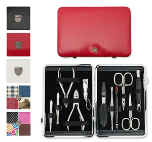 3 Swords Germany - brand quality 11 piece manicure pedicure grooming kit set for professional finger &amp; toe nail care scissors clipper fashion leather case in gift box, Made by 3 Swords (03768)