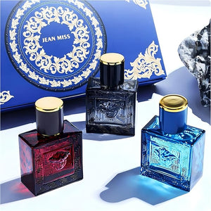 Mini Men's Perfume Eros Gift Set 3 Pieces Pheromone Cologne for Men Eau De Parfum Body Spray with Fruity and Floral Long Lasting FragrancesTravel Size 3x30ml