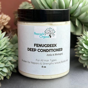 Fenugreek Infused Amla Deep Conditioner - For Dry Thinning Hair - Intense Nourishment with Aloe Vera Bhringraj Brahmi - Boost Hair Strength and Silky Hair - 8oz